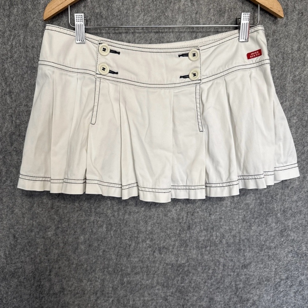 Miss Sixty Rare Vintage  Mini Skirt Pleated  white vintage  Y2K Size M
